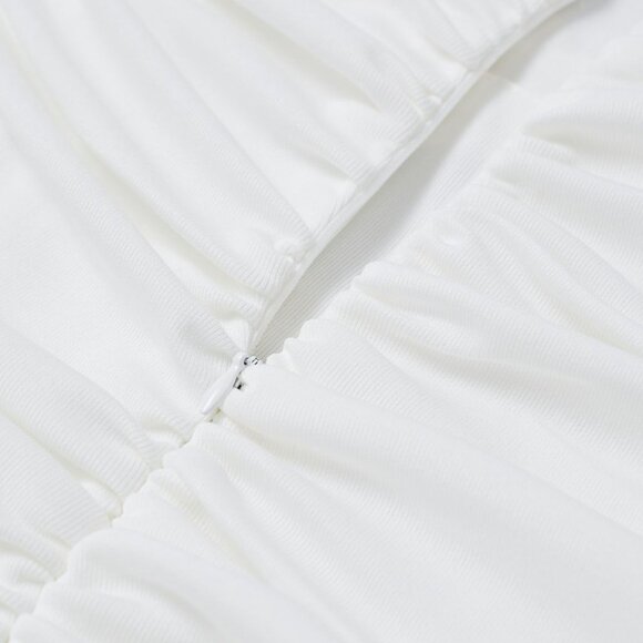 Chicwish - Halter Neck Ruched Asymmetric Maxi Dress - White - Small - Picture 7 of 13